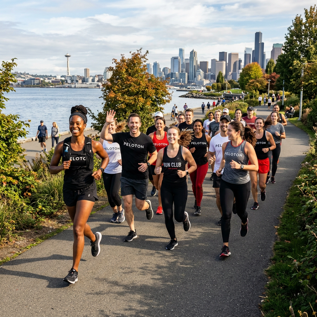 Peloton Run Club group running outdoors
